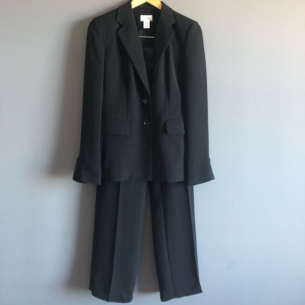 Ann Taylor black pinstripe suit 2